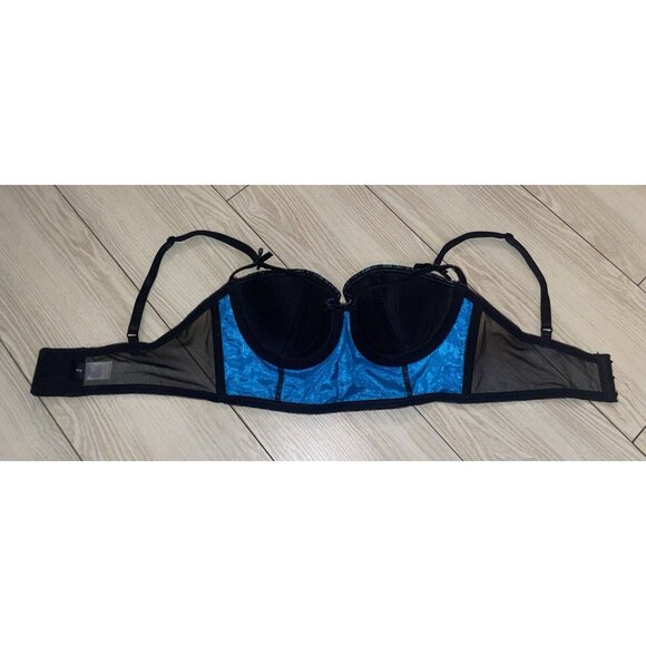 Fredericks of Hollywood Lace Balconette Longline Bra UW Womens S Small Blue - Picture 6 of 8